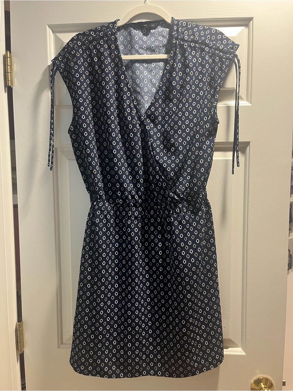 Sleeveless Geometric Pattern Faux Wrap Dress